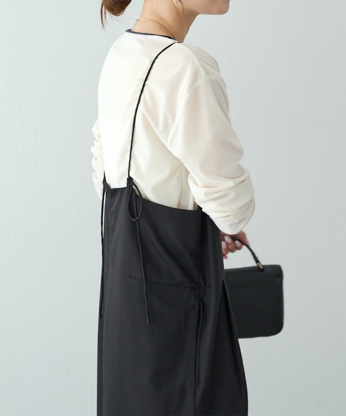 PUAL CE CIN（ピュアルセシン）の「タックサロペット（サロペット/オーバーオール・レディース・グレー系/ブラック・FREE）」の12枚目の写真