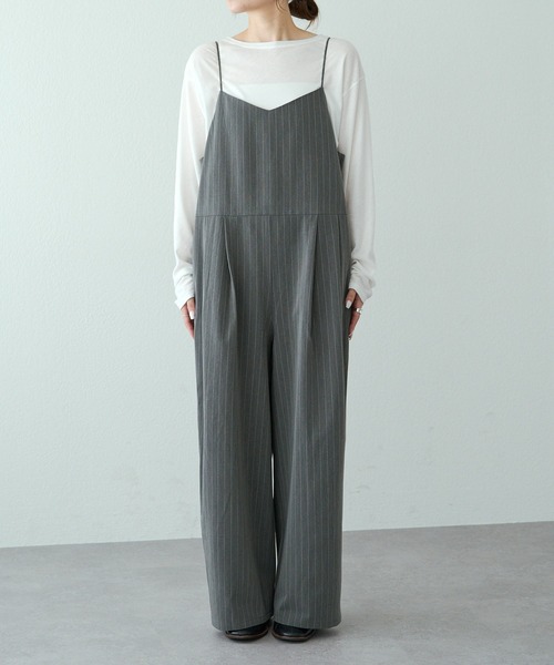 PUAL CE CIN（ピュアルセシン）の「タックサロペット（サロペット/オーバーオール・レディース・グレー系/ブラック・FREE）」の9枚目の写真