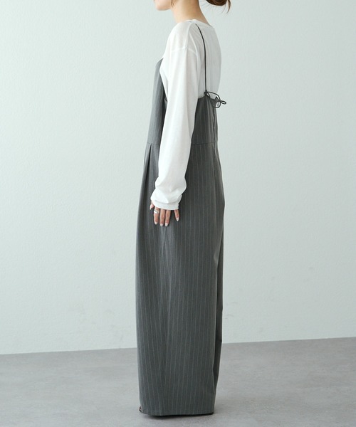 PUAL CE CIN（ピュアルセシン）の「タックサロペット（サロペット/オーバーオール・レディース・グレー系/ブラック・FREE）」の8枚目の写真