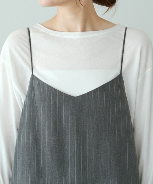 PUAL CE CIN（ピュアルセシン）の「タックサロペット（サロペット/オーバーオール・レディース・グレー系/ブラック・FREE）」の6枚目の写真