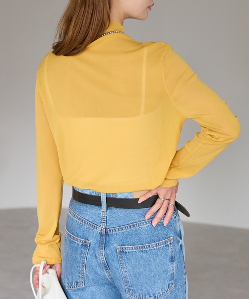 r.(アールドット)の「ボトルネック シアートップス(Tシャツ/カットソー・レディース・オフホワイト/ブラウン/パープル/ダークグレー/マスタード/ブラック・FREE)」の8枚目の写真