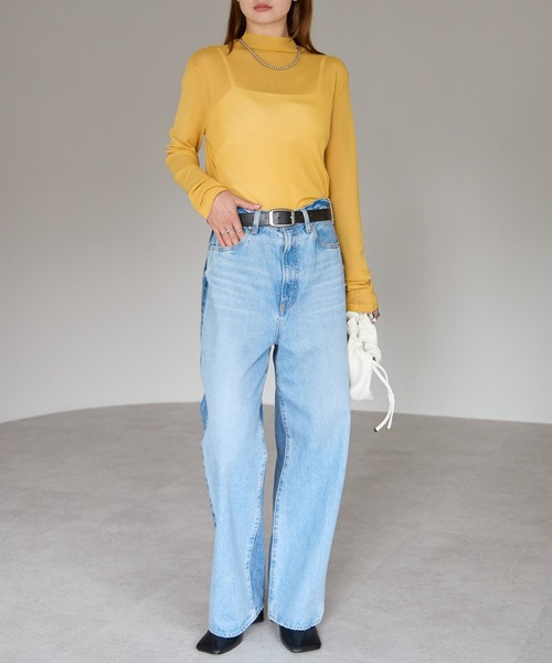 r.(アールドット)の「ボトルネック シアートップス(Tシャツ/カットソー・レディース・オフホワイト/ブラウン/パープル/ダークグレー/マスタード/ブラック・FREE)」の11枚目の写真