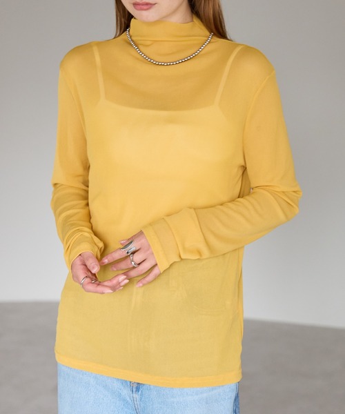 r.(アールドット)の「ボトルネック シアートップス(Tシャツ/カットソー・レディース・オフホワイト/ブラウン/パープル/ダークグレー/マスタード/ブラック・FREE)」の15枚目の写真