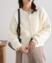 【WEB限定】多ボタンニットカーデ