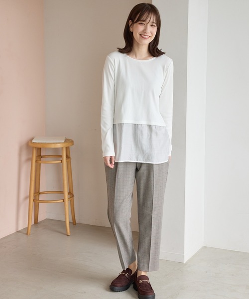 Honeys（ハニーズ）の「裾シアーインナーＴシャツ（Tシャツ/カットソー・レディース・アイボリー/ブラック/チャコール・L/LL/M/S）」の6枚目の写真