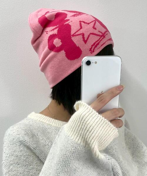 WEGO（ウィゴー）の「WEGO/グラフィティニットキャップ（ニットキャップ/ビーニー・レディース・ピンク/サックスブルー/ブラック・FREE）」の5枚目の写真