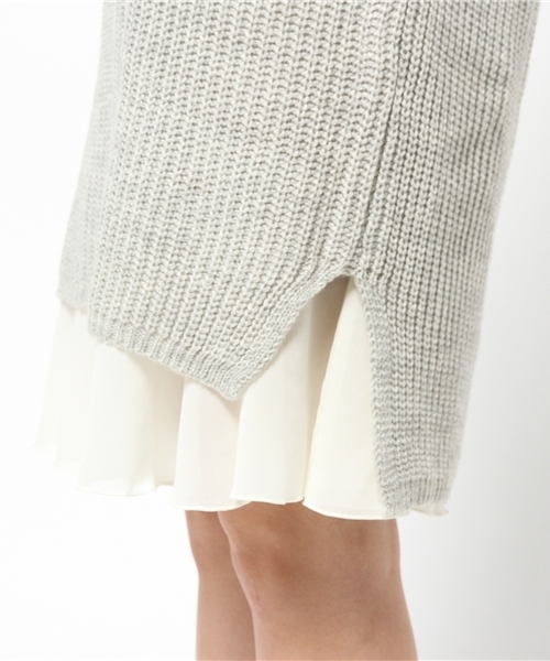 Chico（チコ）の「【who's who Chico】Vネック片畦ニットワンピースセット（ワンピース・レディース・グレー/アイボリー/ベージュ・FREE）」の12枚目の写真