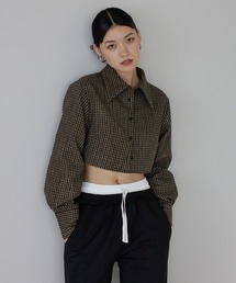 brushed check cropped shirt / 起毛チェッククロップドシャツ