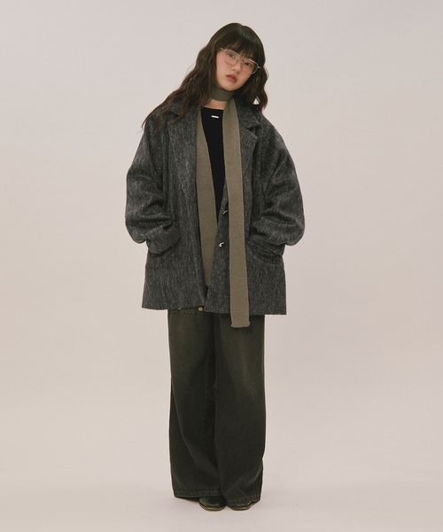 mideal shaggy stand coat ロング コート グリーン mideal shaggy stand coat ロング コート グリーン