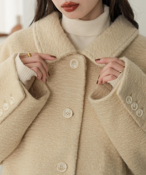 hinari(ヒナリ)の「ステンカラーシャギーミドルコート(その他アウター・レディース・ブラック/アイボリー/ホワイト・SMALL/FREE)」の14枚目の写真