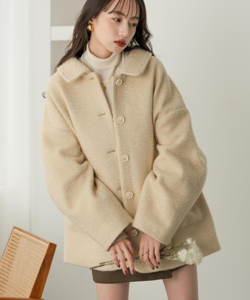 ステンカラーシャギーミドルコート（その他アウター）｜hinari（ヒナリ