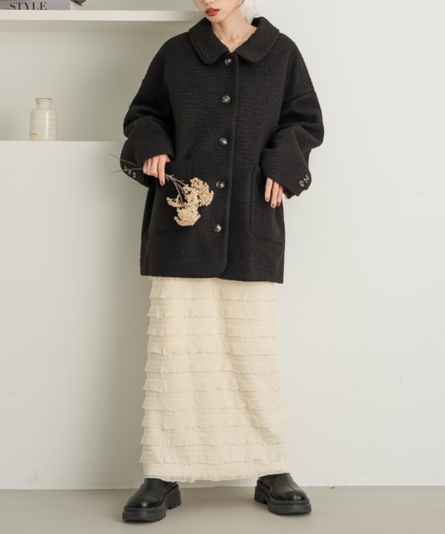 ステンカラーシャギーミドルコート（その他アウター）｜hinari（ヒナリ