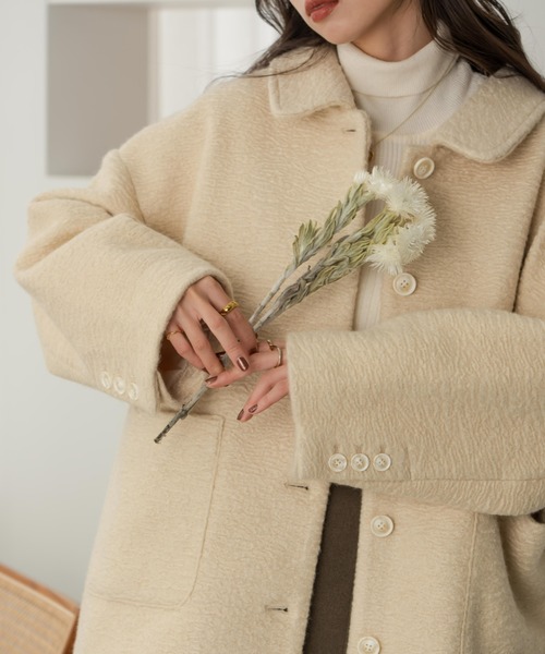 ステンカラーシャギーミドルコート（その他アウター）｜hinari（ヒナリ