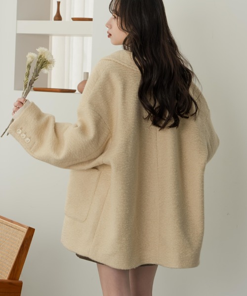 hinari(ヒナリ)の「ステンカラーシャギーミドルコート(その他アウター・レディース・ブラック/アイボリー/ホワイト・SMALL/FREE)」の15枚目の写真