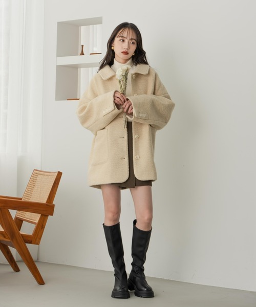 hinari(ヒナリ)の「ステンカラーシャギーミドルコート(その他アウター・レディース・ブラック/アイボリー/ホワイト・SMALL/FREE)」の22枚目の写真