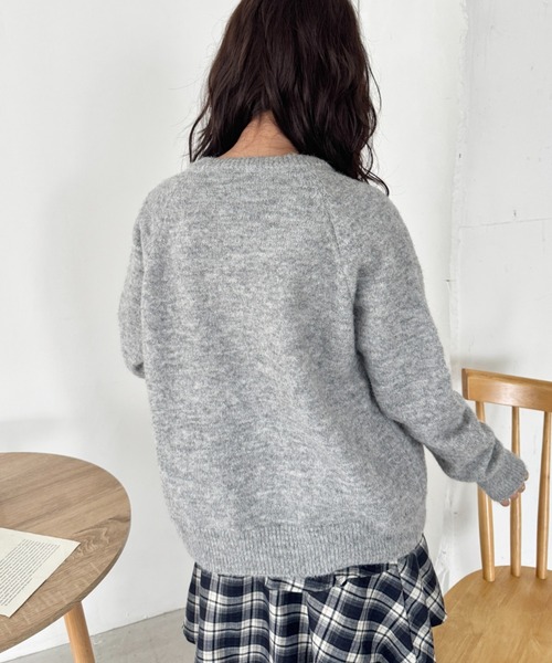SOLLON.(ソルロン)の「フラワー刺繍アーガイルニットカーディガン(カーディガン/ボレロ・レディース・アイボリー/グレー/チャコールグレー・FREE)」の20枚目の写真