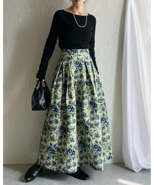 She's Closet（シーズクローゼット）の「Aラインフレアロング丈花柄