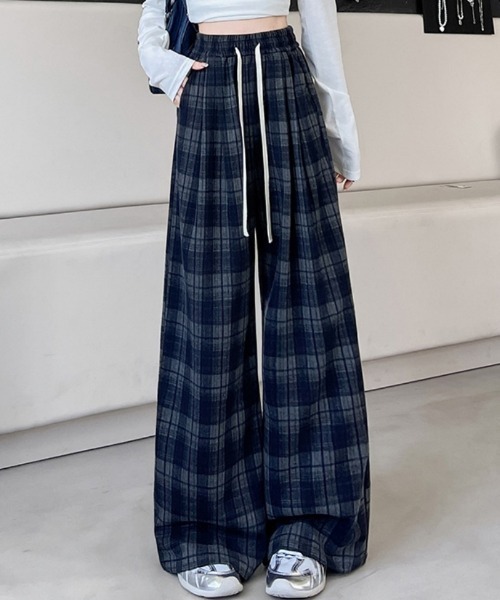 Ritzy(リッツィー)の「チェック柄 イージーワイドパンツ(その他パンツ・レディース・チャコールグレー/ネイビー/モカ・M/L)」の3枚目の写真