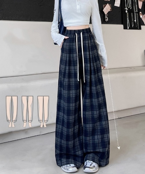Ritzy(リッツィー)の「チェック柄 イージーワイドパンツ(その他パンツ・レディース・チャコールグレー/ネイビー/モカ・M/L)」の10枚目の写真