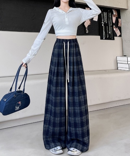 Ritzy(リッツィー)の「チェック柄 イージーワイドパンツ(その他パンツ・レディース・チャコールグレー/ネイビー/モカ・M/L)」の11枚目の写真