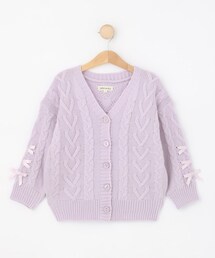 SHOO・LA・RUE(シューラルー)の【100-150cm】袖レースアップニットカーディガン(カーディガン/ボレロ)