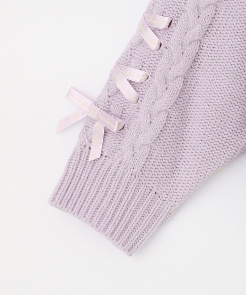 SHOO・LA・RUE（シューラルー）の「【100-150cm】袖レースアップニットカーディガン（カーディガン/ボレロ・キッズ・パープル/アイボリー・10/11/12/13/14/15 ）」の6枚目の写真