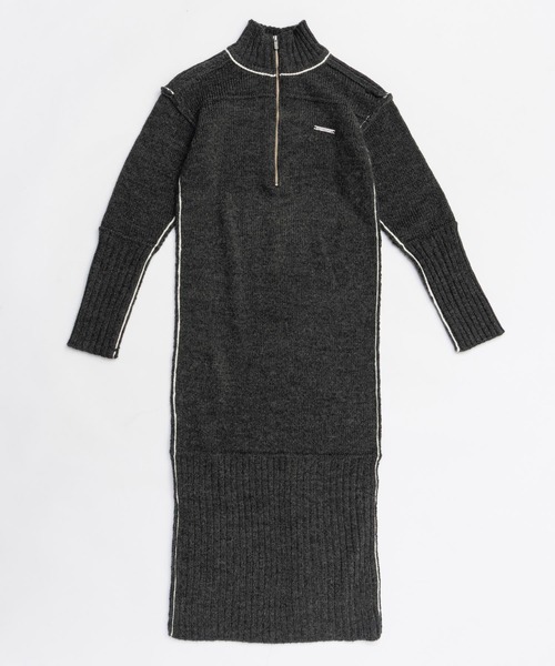 PRANK PROJECT（プランクプロジェクト）の「フロントZIPニットワンピース / Front Zip Knit One-Piece（ワンピース・レディース・イエロー/チャコールグレー・FREE）」の17枚目の写真