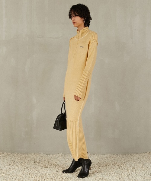 PRANK PROJECT（プランクプロジェクト）の「フロントZIPニットワンピース / Front Zip Knit One-Piece（ワンピース・レディース・イエロー/チャコールグレー・FREE）」の10枚目の写真