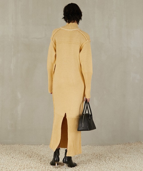 PRANK PROJECT（プランクプロジェクト）の「フロントZIPニットワンピース / Front Zip Knit One-Piece（ワンピース・レディース・イエロー/チャコールグレー・FREE）」の8枚目の写真