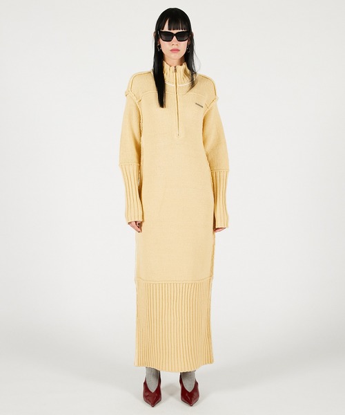 PRANK PROJECT（プランクプロジェクト）の「フロントZIPニットワンピース / Front Zip Knit One-Piece（ワンピース・レディース・イエロー/チャコールグレー・FREE）」の11枚目の写真