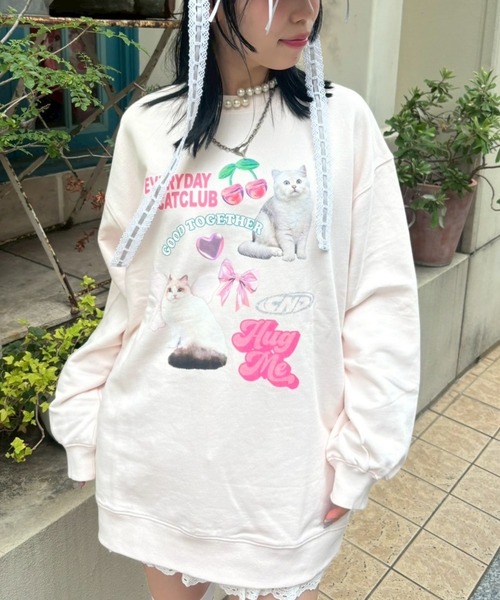 Candy Stripper（キャンディストリッパー）の「CAT CLUB SWEAT ワンピース（スウェット・レディース・オフホワイト/ブラック/ピンク/ブラウン・FREE）」の4枚目の写真