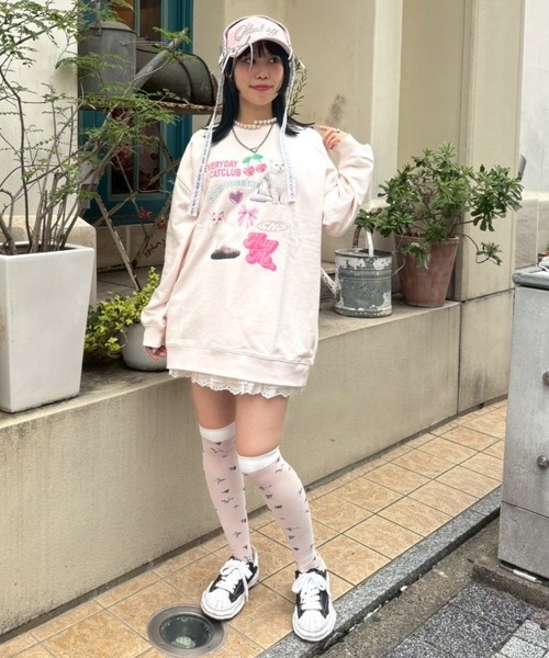 Candy Stripper（キャンディストリッパー）の「CAT CLUB SWEAT ワンピース（スウェット・レディース・オフホワイト/ブラック/ピンク/ブラウン・FREE）」の20枚目の写真
