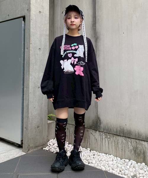 Candy Stripper（キャンディストリッパー）の「CAT CLUB SWEAT ワンピース（スウェット・レディース・オフホワイト/ブラック/ピンク/ブラウン・FREE）」の13枚目の写真