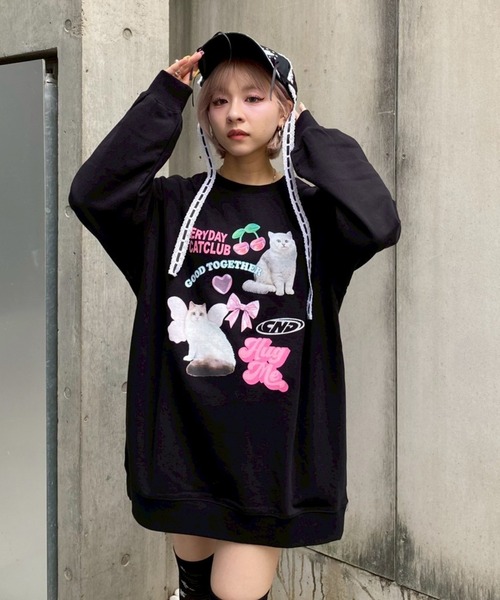 Candy Stripper（キャンディストリッパー）の「CAT CLUB SWEAT ワンピース（スウェット・レディース・オフホワイト/ブラック/ピンク/ブラウン・FREE）」の12枚目の写真