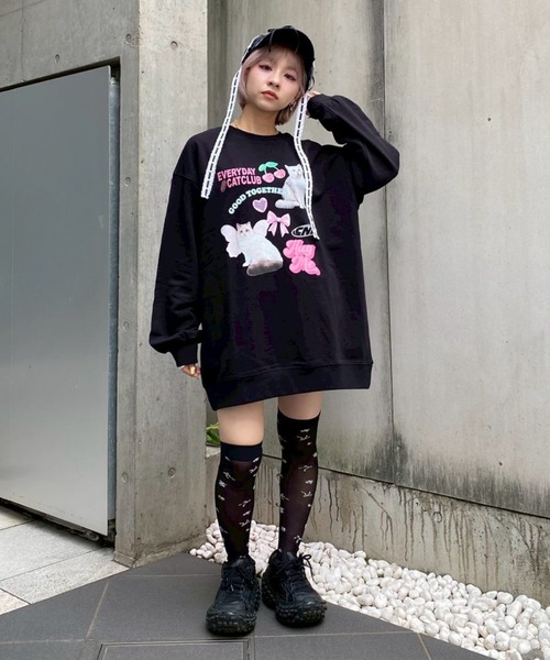 Candy Stripper（キャンディストリッパー）の「CAT CLUB SWEAT ワンピース（スウェット・レディース・オフホワイト/ブラック/ピンク/ブラウン・FREE）」の14枚目の写真