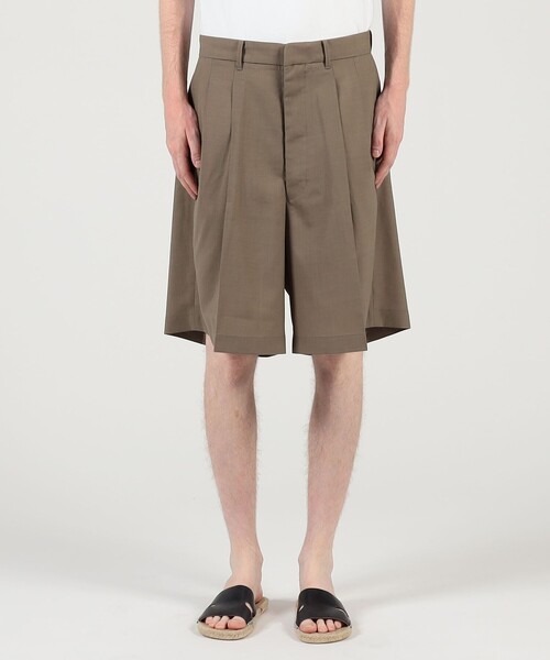 HAVERSACK(ハバーザック)の「HAVERSACK ATTIRE ポリエステルウール タックショートパンツ(その他パンツ・メンズ・グレー/ブラウン・M/L)」の4枚目の写真