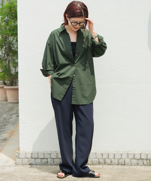 Spick & Span（スピックアンドスパン）の「《WEB限定 / 追加2》50コットンオーバーシャツ（シャツ/ブラウス・レディース・カーキ/その他4・FREE）」の3枚目の写真