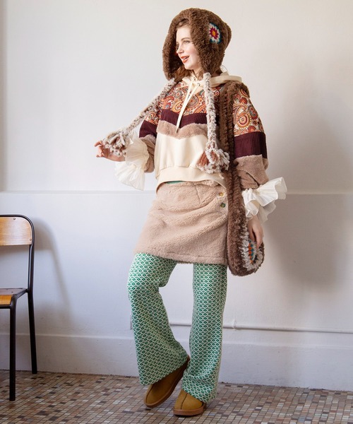 チャイハネ（チャイハネ）の「【チャイハネ】ファーベルフーディー（パーカー・レディース・グリーン/ホワイト/ブラック・FREE）」の14枚目の写真