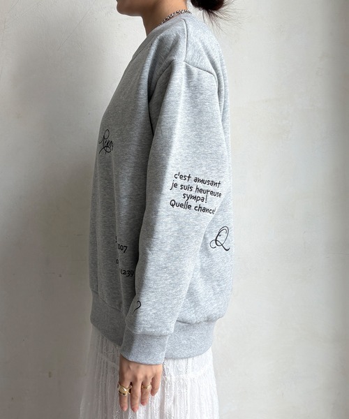 DouDou（ドゥドゥ）の「【WEB限定】裏毛裏起毛ランダム刺繍ロゴトップス（Tシャツ/カットソー・レディース・ベージュ/ライトグレー/チャコールグレー・FREE）」の15枚目の写真