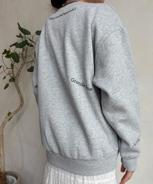 DouDou（ドゥドゥ）の「【WEB限定】裏毛裏起毛ランダム刺繍ロゴトップス（Tシャツ/カットソー・レディース・ベージュ/ライトグレー/チャコールグレー・FREE）」の19枚目の写真