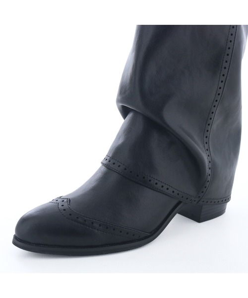 byあしながおじさん（バイアシナガオジサン）の「ウェスタンカバーロングブーツ　8990035（ブーツ・レディース・グレー/ブラック・S/M/L/LL）」の9枚目の写真