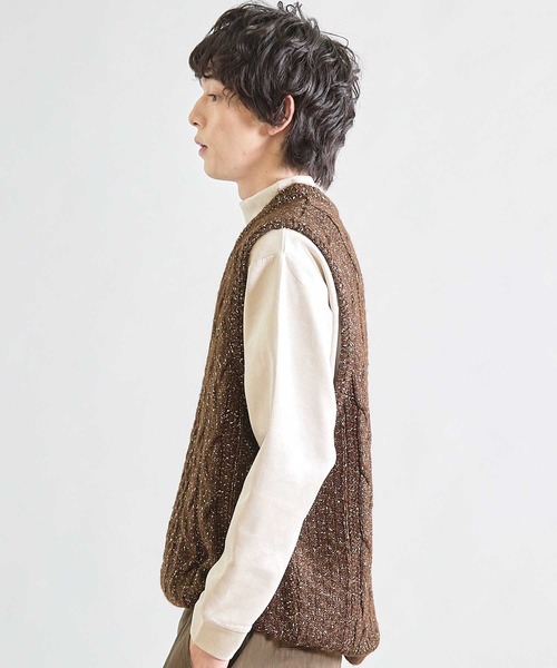 UNION STATION（ユニオンステーション）の「ネップアランケーブルベスト（ベスト・メンズ・ブラック/ブラウン・M/L）」の9枚目の写真