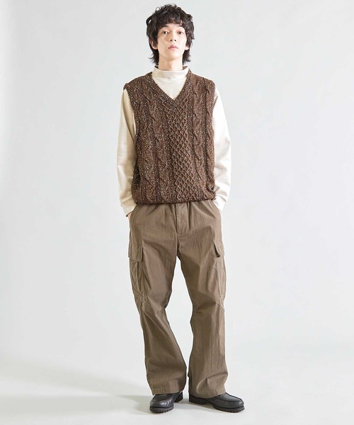UNION STATION（ユニオンステーション）の「ネップアランケーブルベスト（ベスト・メンズ・ブラック/ブラウン・M/L）」の12枚目の写真