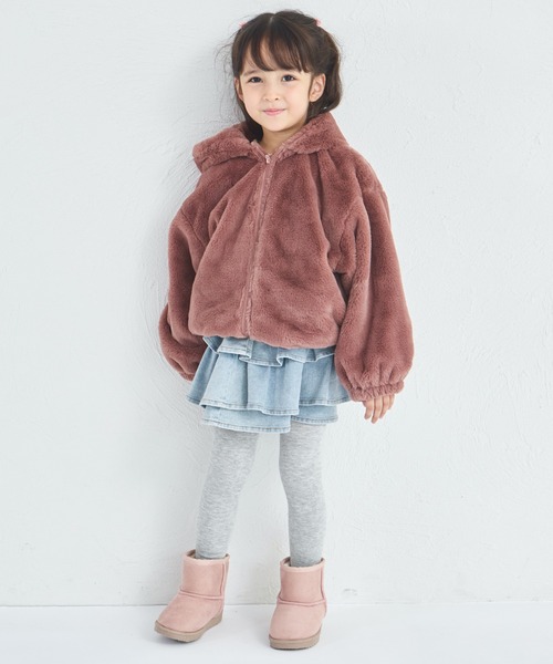 pairmanon（ペアマノン）の「【洗える】【軽い】【あたたかい】ふわふわ ファー ジップ フード付き ジャケット（その他アウター・キッズ・ブラウン/ライトベージュ・100/110/120/130/140/150/90）」の5枚目の写真