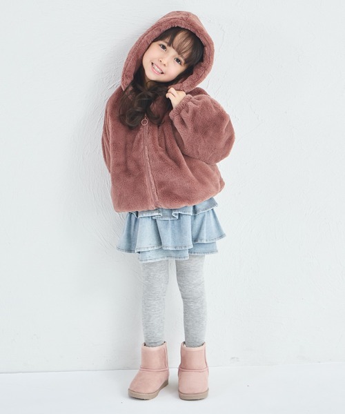 pairmanon（ペアマノン）の「【洗える】【軽い】【あたたかい】ふわふわ ファー ジップ フード付き ジャケット（その他アウター・キッズ・ブラウン/ライトベージュ・100/110/120/130/140/150/90）」の6枚目の写真