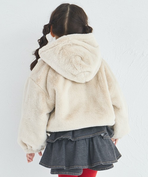 pairmanon（ペアマノン）の「【洗える】【軽い】【あたたかい】ふわふわ ファー ジップ フード付き ジャケット（その他アウター・キッズ・ブラウン/ライトベージュ・100/110/120/130/140/150/90）」の9枚目の写真
