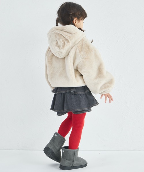 pairmanon（ペアマノン）の「【洗える】【軽い】【あたたかい】ふわふわ ファー ジップ フード付き ジャケット（その他アウター・キッズ・ブラウン/ライトベージュ・100/110/120/130/140/150/90）」の10枚目の写真