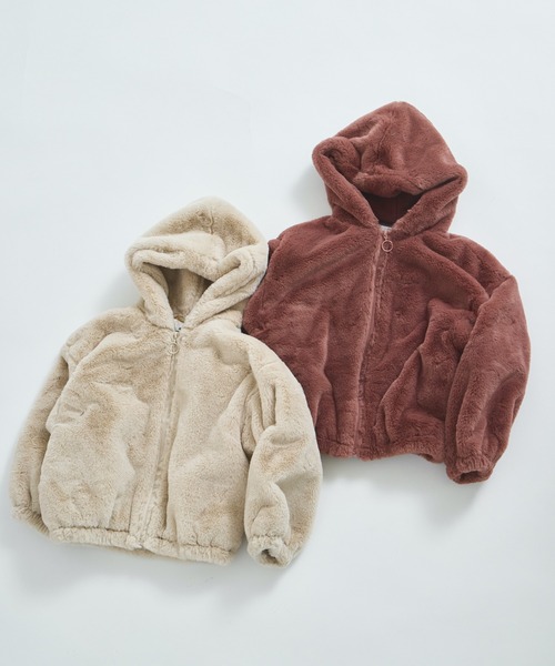 pairmanon（ペアマノン）の「【洗える】【軽い】【あたたかい】ふわふわ ファー ジップ フード付き ジャケット（その他アウター・キッズ・ブラウン/ライトベージュ・100/110/120/130/140/150/90）」の20枚目の写真