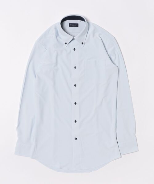 TOKYO SHIRTS(トウキョウシャツ)の「形態安定ノンアイロン ボタンダウン 長袖ストレッチビジネスワイシャツ(大きいサイズ・長いサイズ)(ビジネスシャツ・メンズ・サックスブルー・首回り39cm-裄丈88cm/首回り41cm-裄丈90cm/首回り42cm-裄丈90cm/首回り45cm-裄丈86cm/首回り45cm-裄丈90cm/首回り47cm-裄丈86cm/首回り47cm-裄丈90cm/首回り43cm-裄丈90cm/首回り45cm-裄丈82cm)」の6枚目の写真