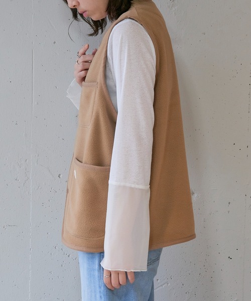 Vincent et Mireille（バンソンエミレイユ）の「【Vincent et Mireille】FLEECE VEST（ベスト・レディース・ブラック/ベージュ・36）」の22枚目の写真
